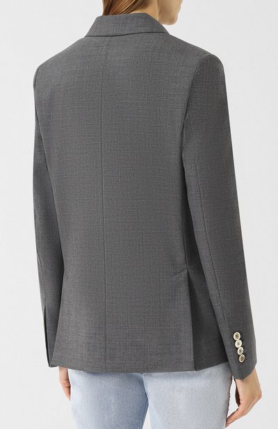 Двубортный шерстяной жакет GOLDEN GOOSE DELUXE BRAND серого цвета по цене 107500 руб., арт. G33WP062.A1, фото 4 Двубортный шерстяной жакет GOLDEN GOOSE DELUXE BRAND, арт. G33WP062.A1, фото 4