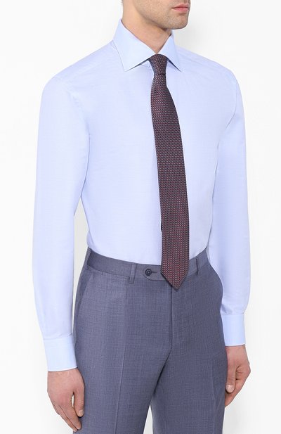 Хлопковая сорочка с воротником кент ZEGNA голубого цвета по цене 39650 руб., арт. 501030/9RS0GS, фото 4 Хлопковая сорочка с воротником кент ZEGNA, арт. 501030/9RS0GS, фото 4