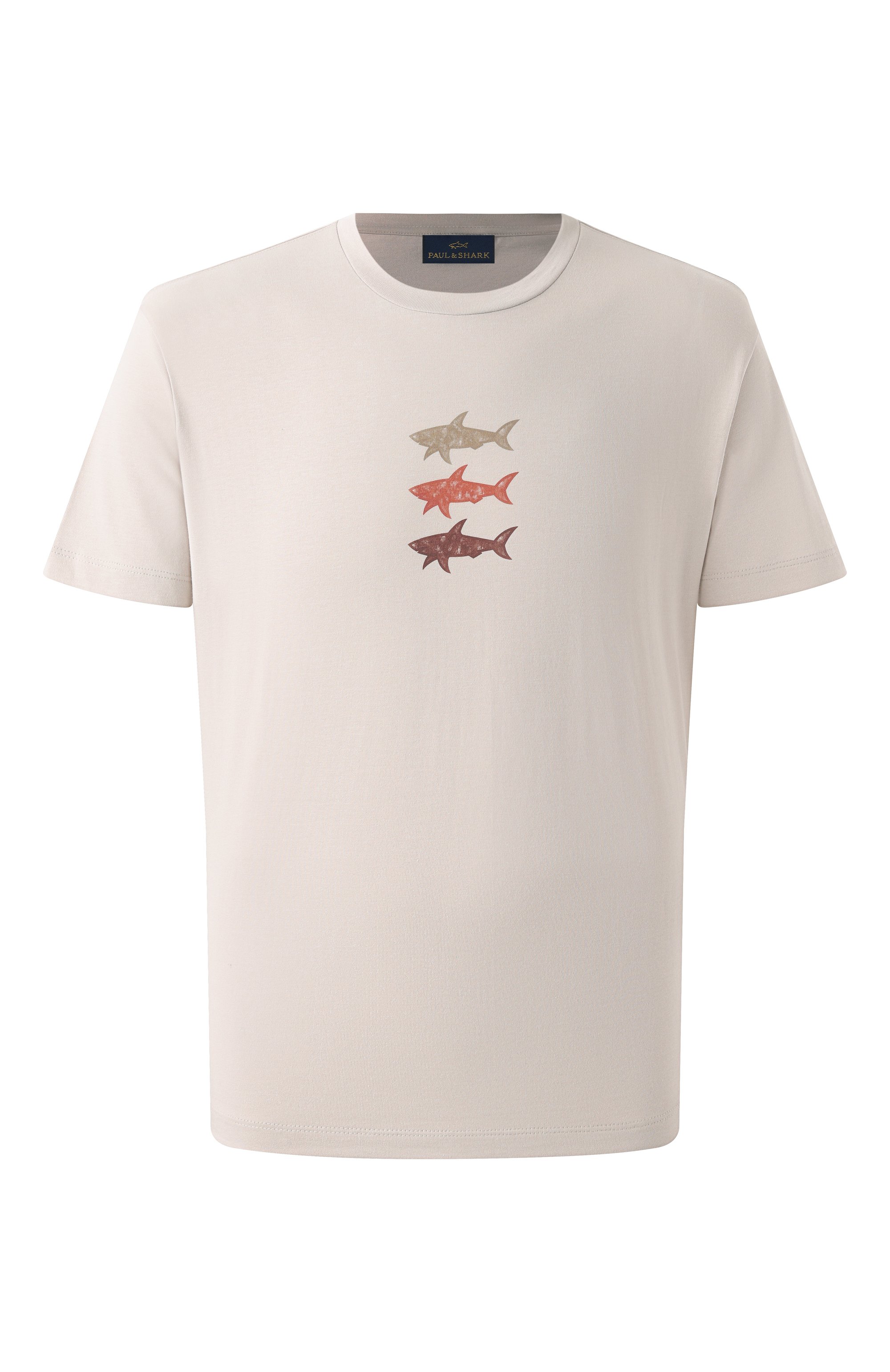 Хлопковая футболка PAUL&SHARK светло-бежевого цвета по цене 27300 руб., арт. 25411005, фото 1 Хлопковая футболка PAUL&SHARK, арт. 25411005, фото 1