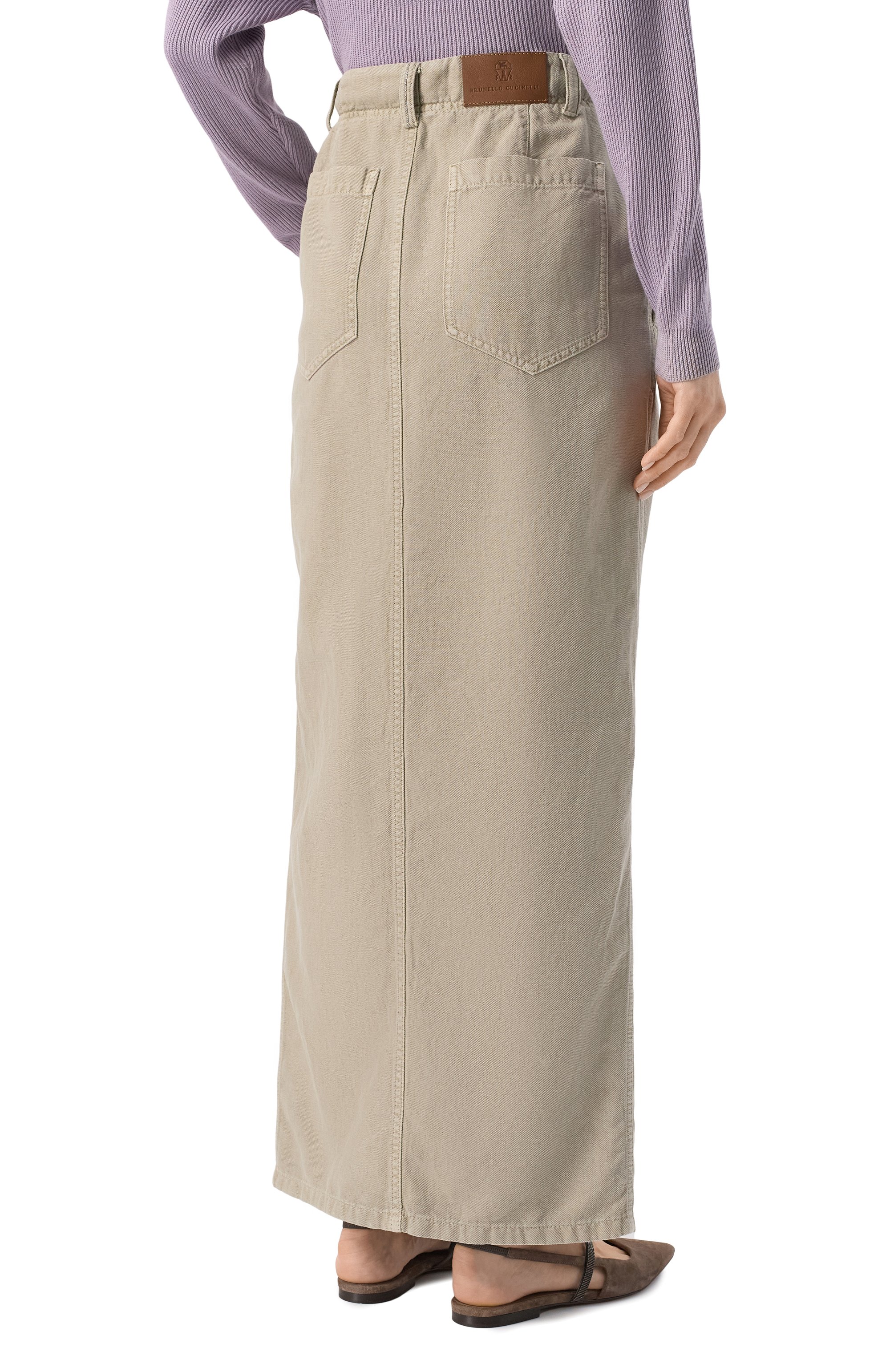 Юбка из хлопка и льна BRUNELLO CUCINELLI, арт. ML996G3822, фото 4