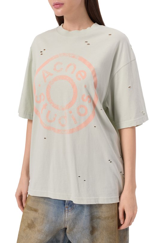 Хлопковая футболка Acne Studios FN-UX-TSHI000079/CL0294 Голубой  FN-UX-TSHI000079/CL0294 Фото 3