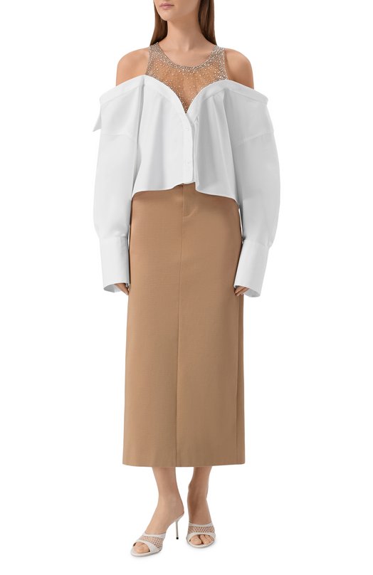 Комбинированная рубашка Giuseppe di Morabito 06PST0393YC 16302 Белый  06PST0393YC 16302 Фото 2