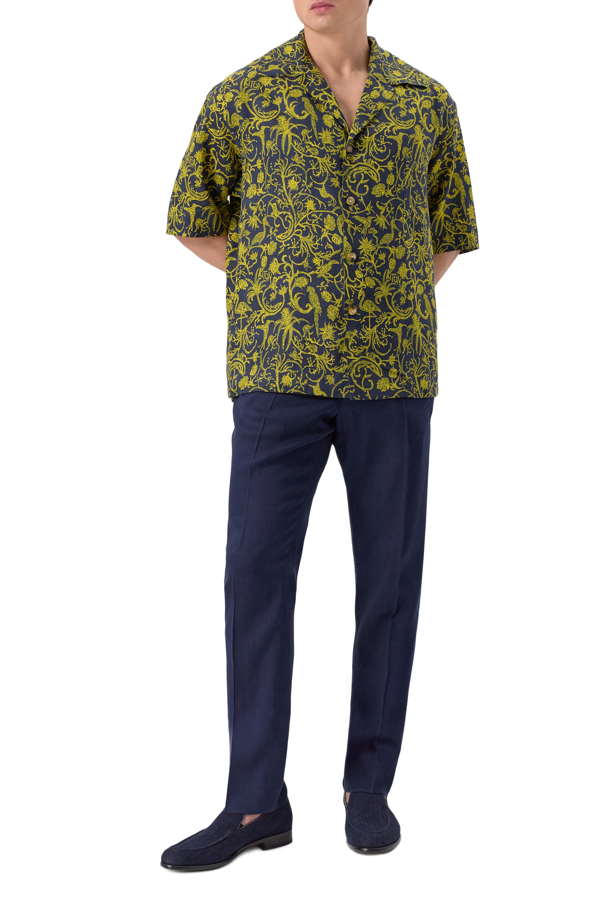 Текстильные лоферы DOUCAL'S темно-синего цвета по цене 52750 руб., арт. DU3385STRAPY758N, фото 2 Текстильные лоферы DOUCAL'S, арт. DU3385STRAPY758N, фото 2