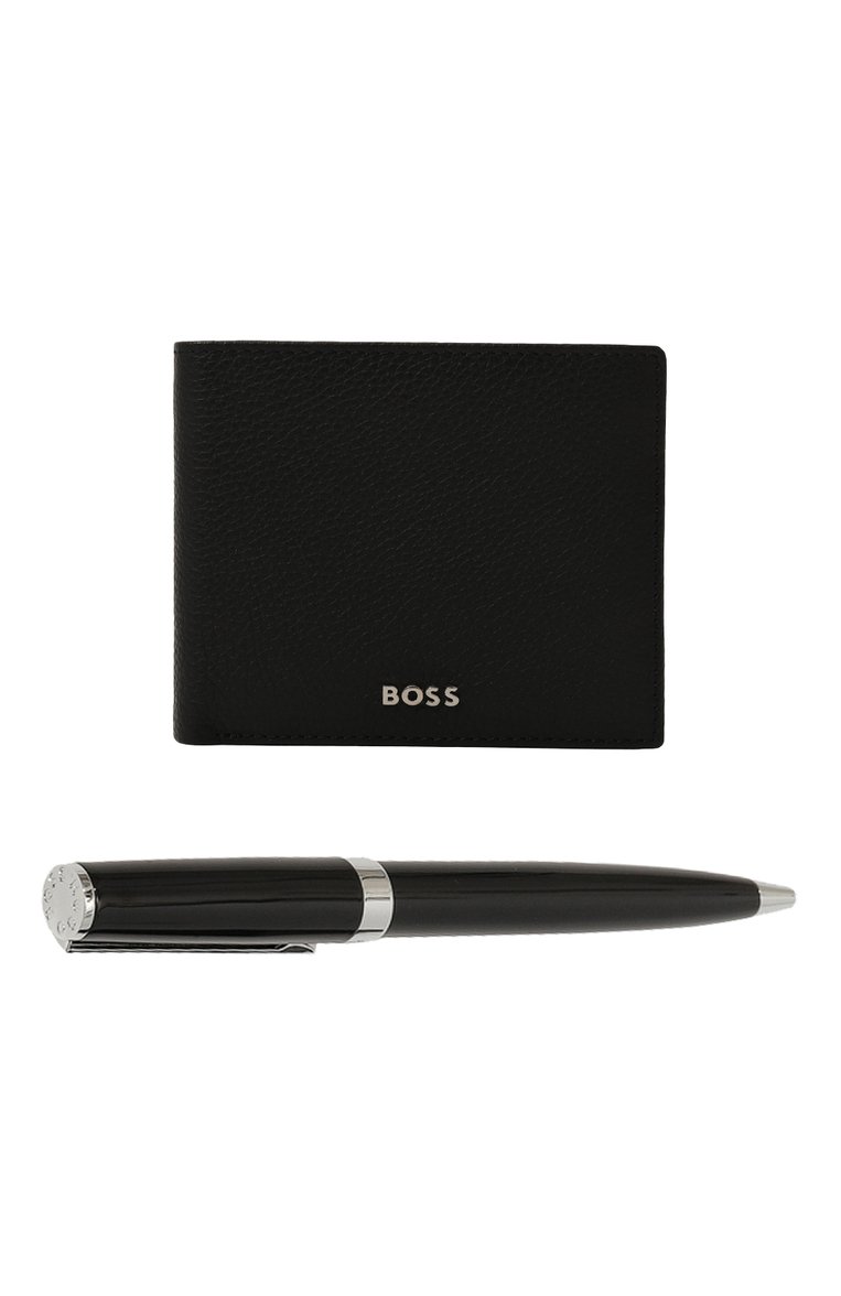 Мужской комплект из портмоне и ручки BOSS черного цвета, арт. HBPA00025M | Фото 1 (Нос: Не проставлено; Материал: Натуральная кожа; Материал сплава: Проставлено)