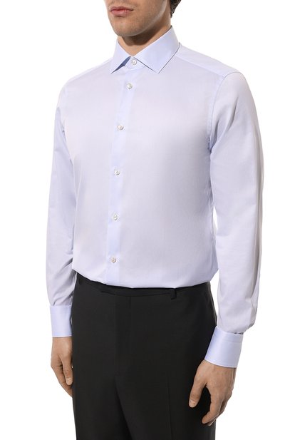 Хлопковая сорочка ZEGNA голубого цвета по цене 59950 руб., арт. 9MS0MT-CT1501, фото 4 Хлопковая сорочка ZEGNA, арт. 9MS0MT-CT1501, фото 4
