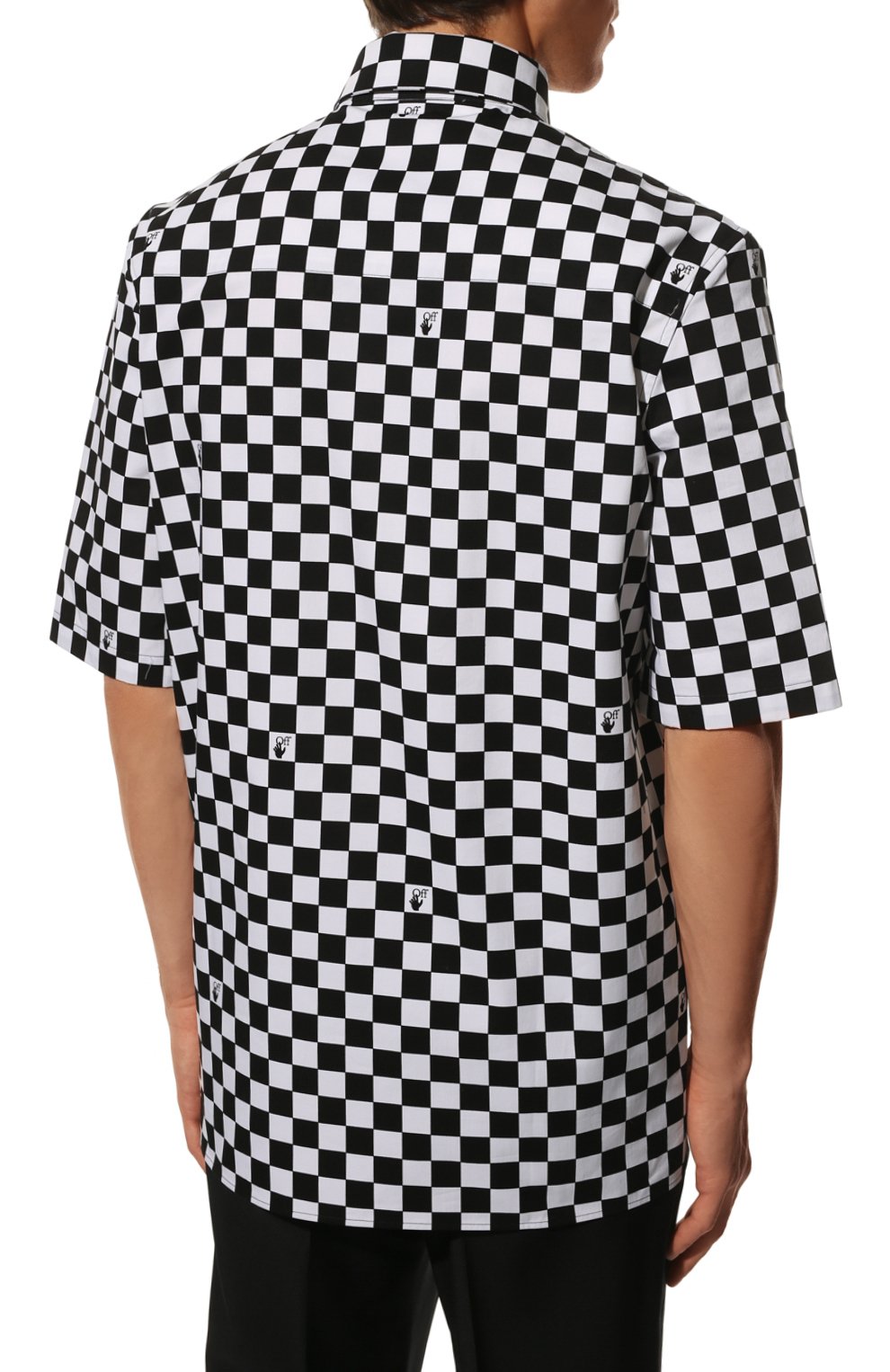 Хлопковая рубашка OFF-WHITE черно-белого цвета по цене 64900 руб., арт. 0MGA216S22FAB002, фото 4 Хлопковая рубашка OFF-WHITE, арт. 0MGA216S22FAB002, фото 4