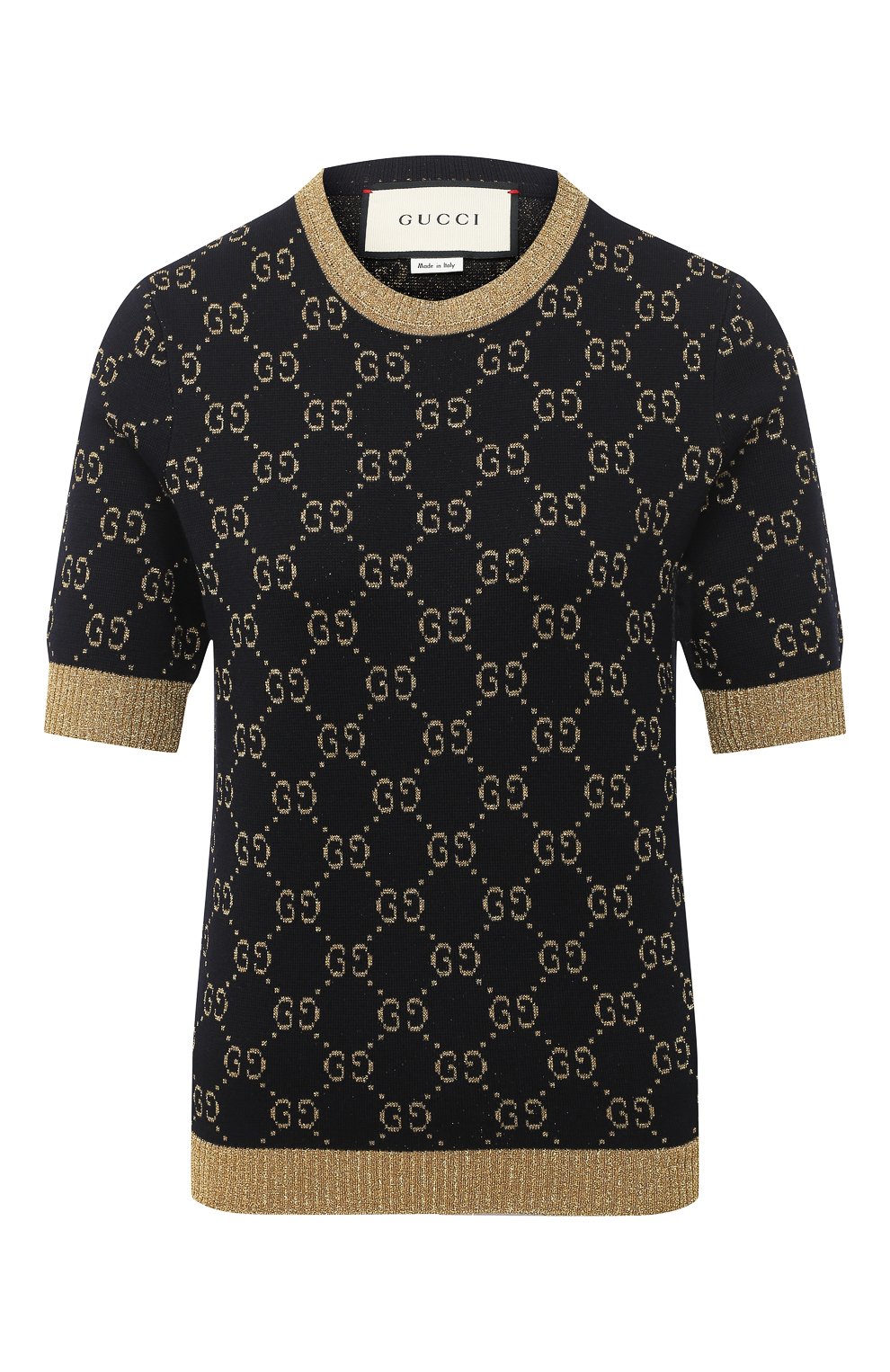 Хлопковый топ GUCCI синего цвета по цене 113760 руб., арт. 526759/X9W83, фото 1 Хлопковый топ GUCCI, арт. 526759/X9W83, фото 1