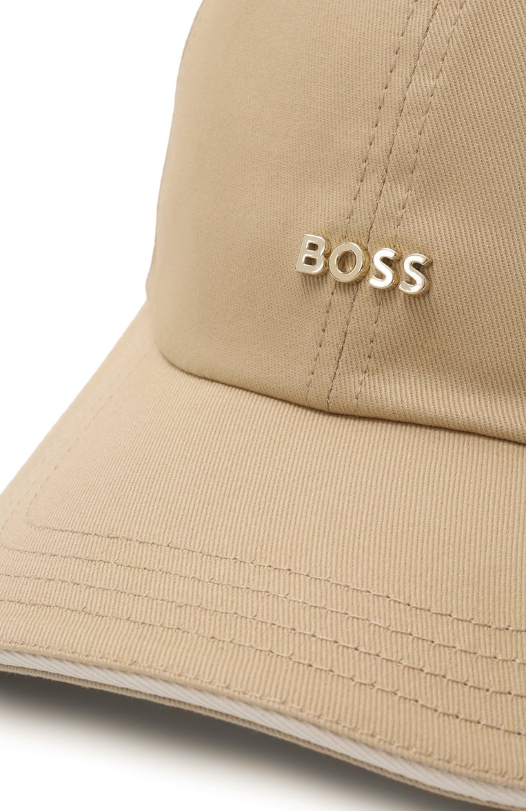 Женская хлопковая бейсболка BOSS бежевого цвета, арт. 50533367 | Фото 4 (Материал: Хлопок, Текстиль; Нос: Не проставлено)