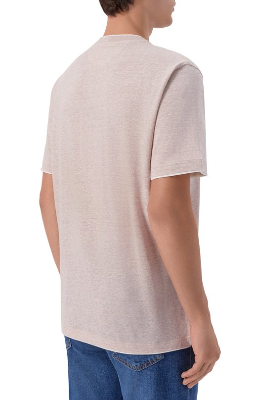 Футболка изо льна и хлопка Fedeli TU000220/LIN0 C0TT0NE Бежевый  TU000220/LIN0 C0TT0NE Фото 4