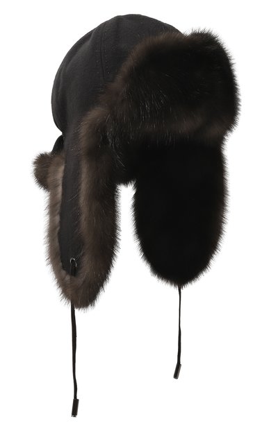 Кашемировая шапка-ушанка с мехом соболя BLACK SABLE, арт. BS-47CF7, фото 1
