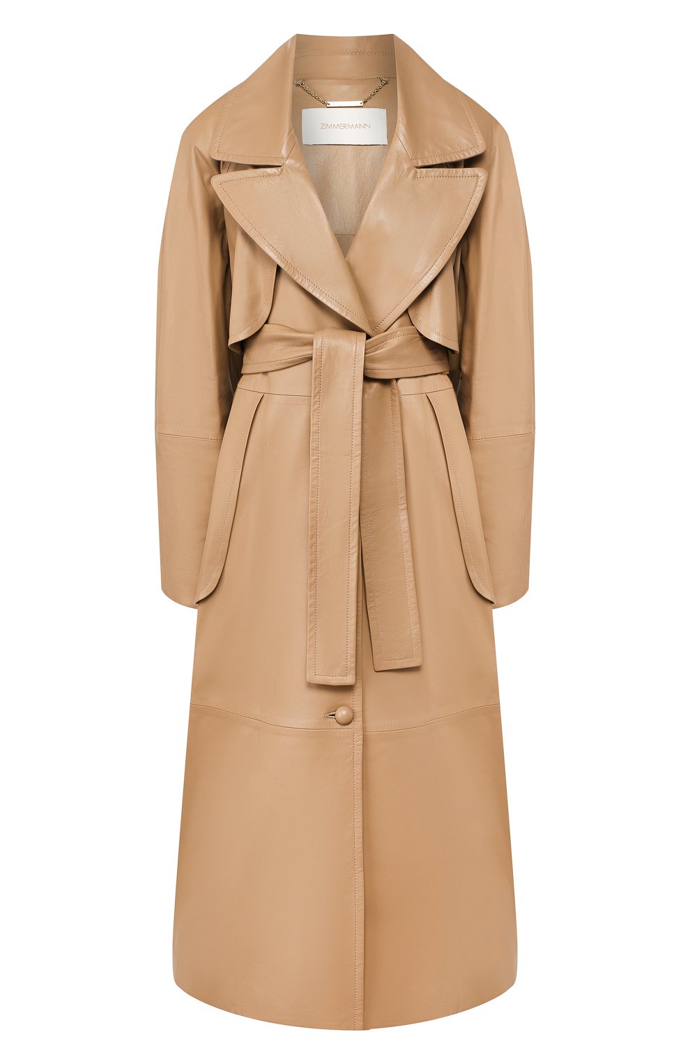 Кожаное пальто ZIMMERMANN бежевого цвета по цене 367500 руб., арт. 6590JESP, фото 1 Кожаное пальто ZIMMERMANN, арт. 6590JESP, фото 1