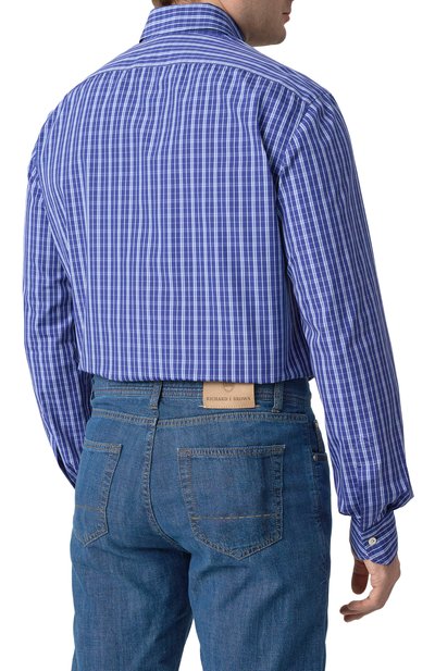 Хлопковая рубашка KITON синего цвета по цене 63600 руб., арт. UCIH0909719, фото 4 Хлопковая рубашка KITON, арт. UCIH0909719, фото 4