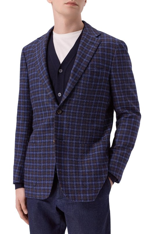 Пиджак из шерсти и шелка Kiton UG81K0128G02/64L-68L Синий  UG81K0128G02/64L-68L Фото 4