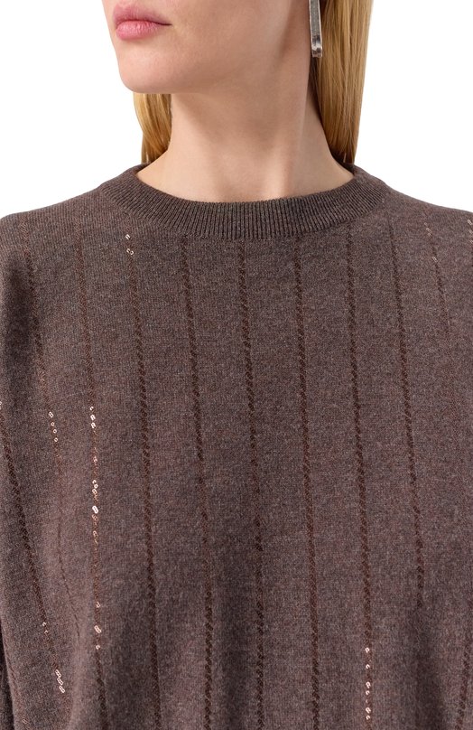 Кашемировый пуловер Brunello Cucinelli M12215100P Коричневый  M12215100P Фото 5