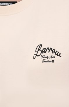 Женская хлопковая футболка BARROW кремового цвета, арт. S5BWW0TH145 | Фото 6 (Длина (для топов): Стандартные; Рукава: Короткие; Материал внешний: Хлопок; Стили: Кэжуэл; Принт: С принтом)