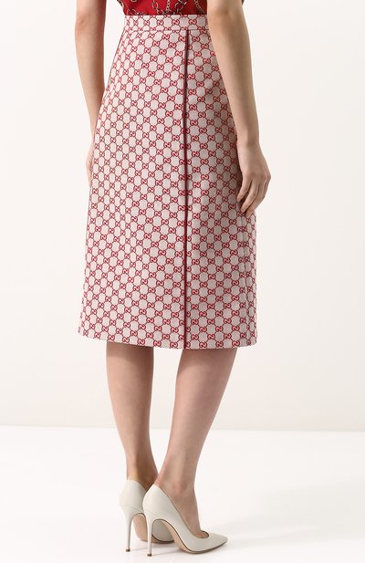 Хлопковая юбка-миди с логотипом бренда GUCCI, арт. 512875/ZKD86, фото 4