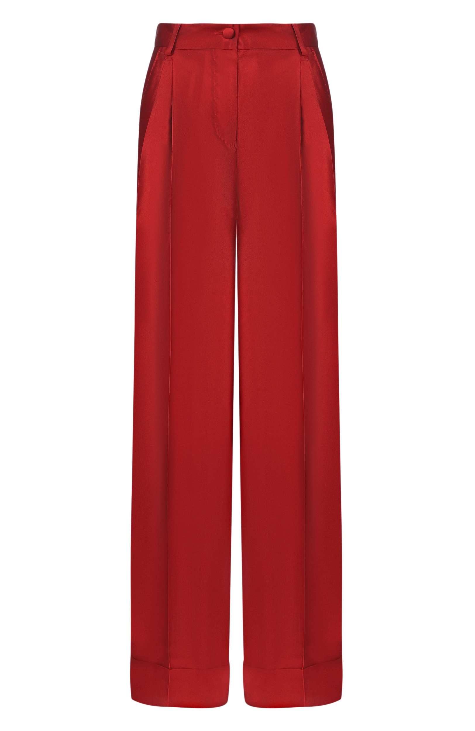 Атласные брюки DOLCE & GABBANA красного цвета по цене 213000 руб., арт. FTDLHT/FU116, фото 1 Атласные брюки DOLCE & GABBANA, арт. FTDLHT/FU116, фото 1