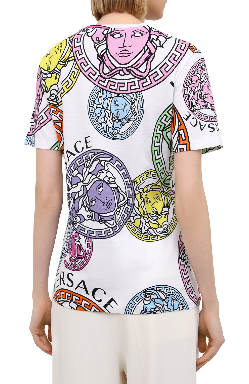Хлопковая футболка VERSACE разноцветного цвета по цене 48350 руб., арт. A88678/1F00404, фото 4 Хлопковая футболка VERSACE, арт. A88678/1F00404, фото 4