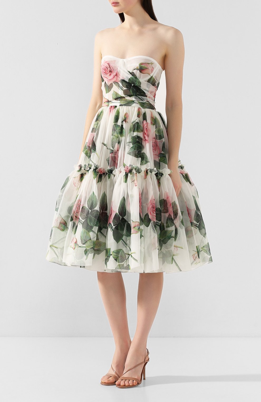 Шелковое платье DOLCE & GABBANA белого цвета по цене 435000 руб., арт. F6I0DT/HS19T, фото 3 Шелковое платье DOLCE & GABBANA, арт. F6I0DT/HS19T, фото 3