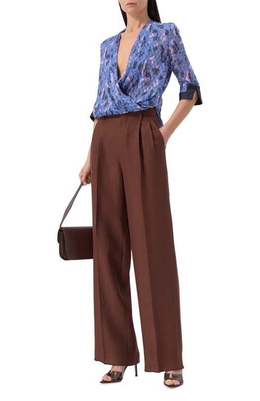 Блузка из вискозы и шелка Emporio Armani EW001549/TE13449 Голубой  EW001549/TE13449 Фото 2