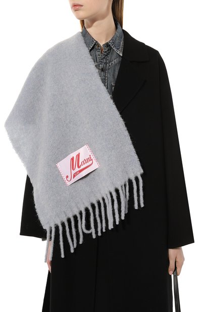 Шерстяной шарф MARNI серого цвета по цене 42450 руб., арт. SCMC0059Y0/UTW918, фото 3 Шерстяной шарф MARNI, арт. SCMC0059Y0/UTW918, фото 3