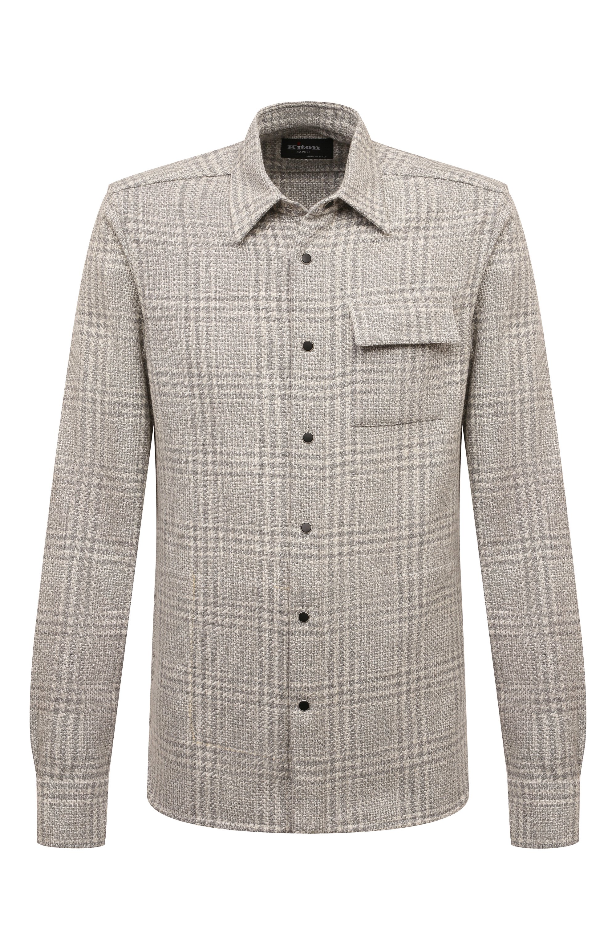 Рубашка из шерсти и шелка KITON серого цвета по цене 109500 руб., арт. UMCBUBAK0169E14, фото 1 Рубашка из шерсти и шелка KITON, арт. UMCBUBAK0169E14, фото 1