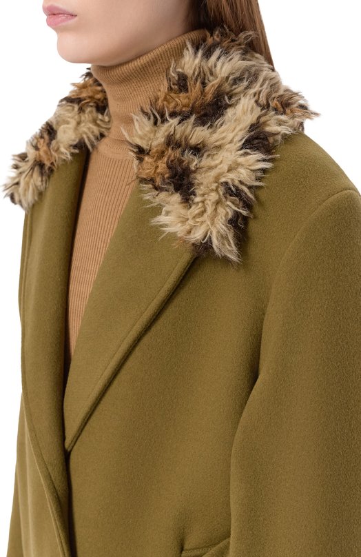 Шерстяное пальто MSGM 3941MDC15Y/257603 Хаки  3941MDC15Y/257603 Фото 5