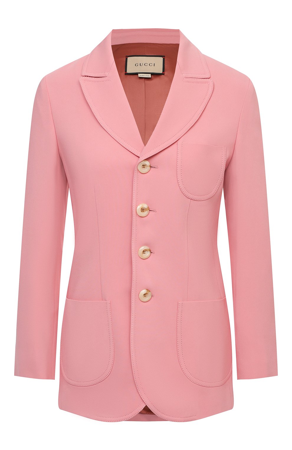 Жакет из вискозы GUCCI розового цвета по цене 194500 руб., арт. 643294/ZKR01, фото 1 Жакет из вискозы GUCCI, арт. 643294/ZKR01, фото 1