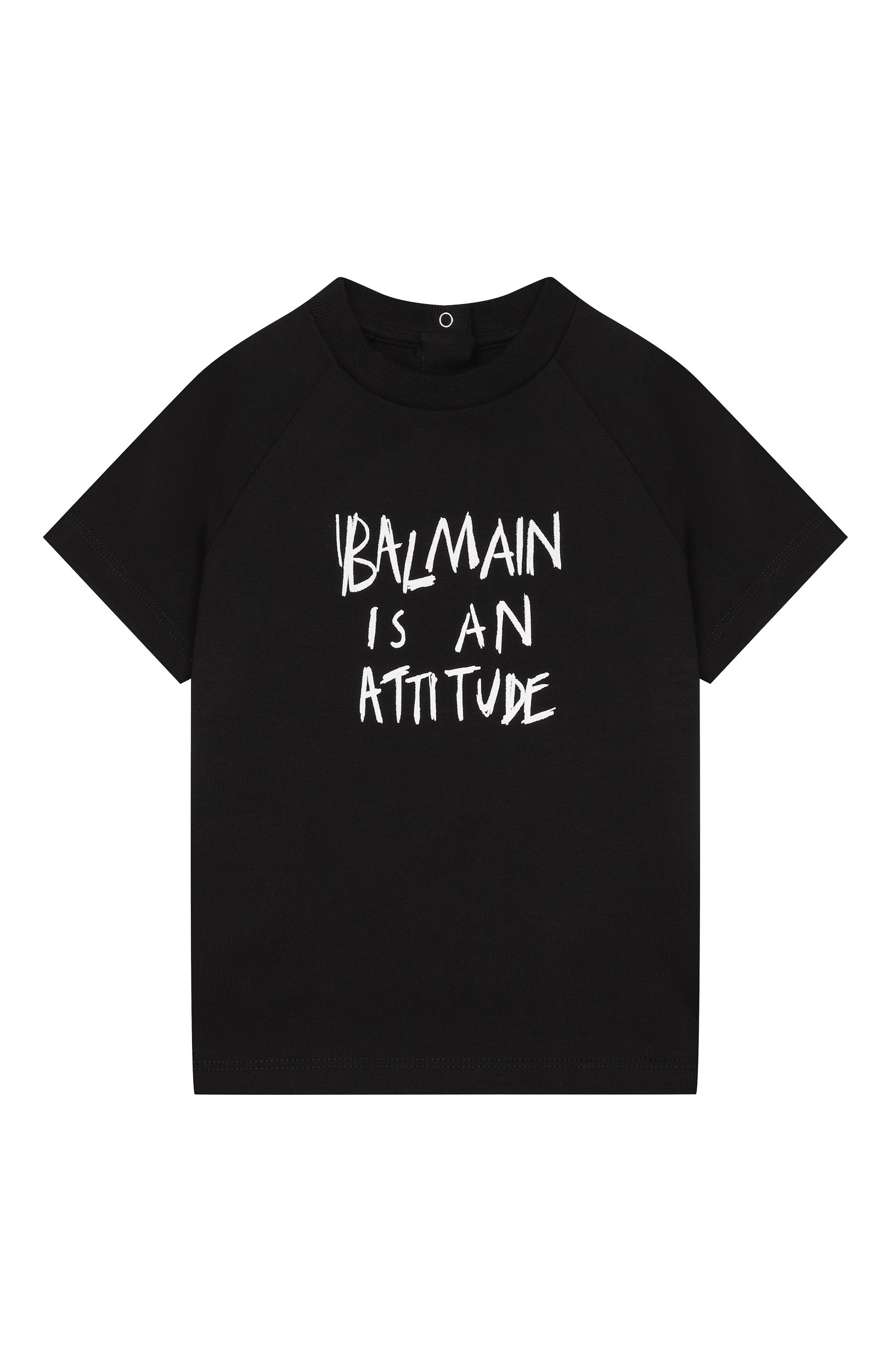 Хлопковая футболка BALMAIN черного цвета по цене 14000 руб., арт. BZ8301, фото 1 Хлопковая футболка BALMAIN, арт. BZ8301, фото 1