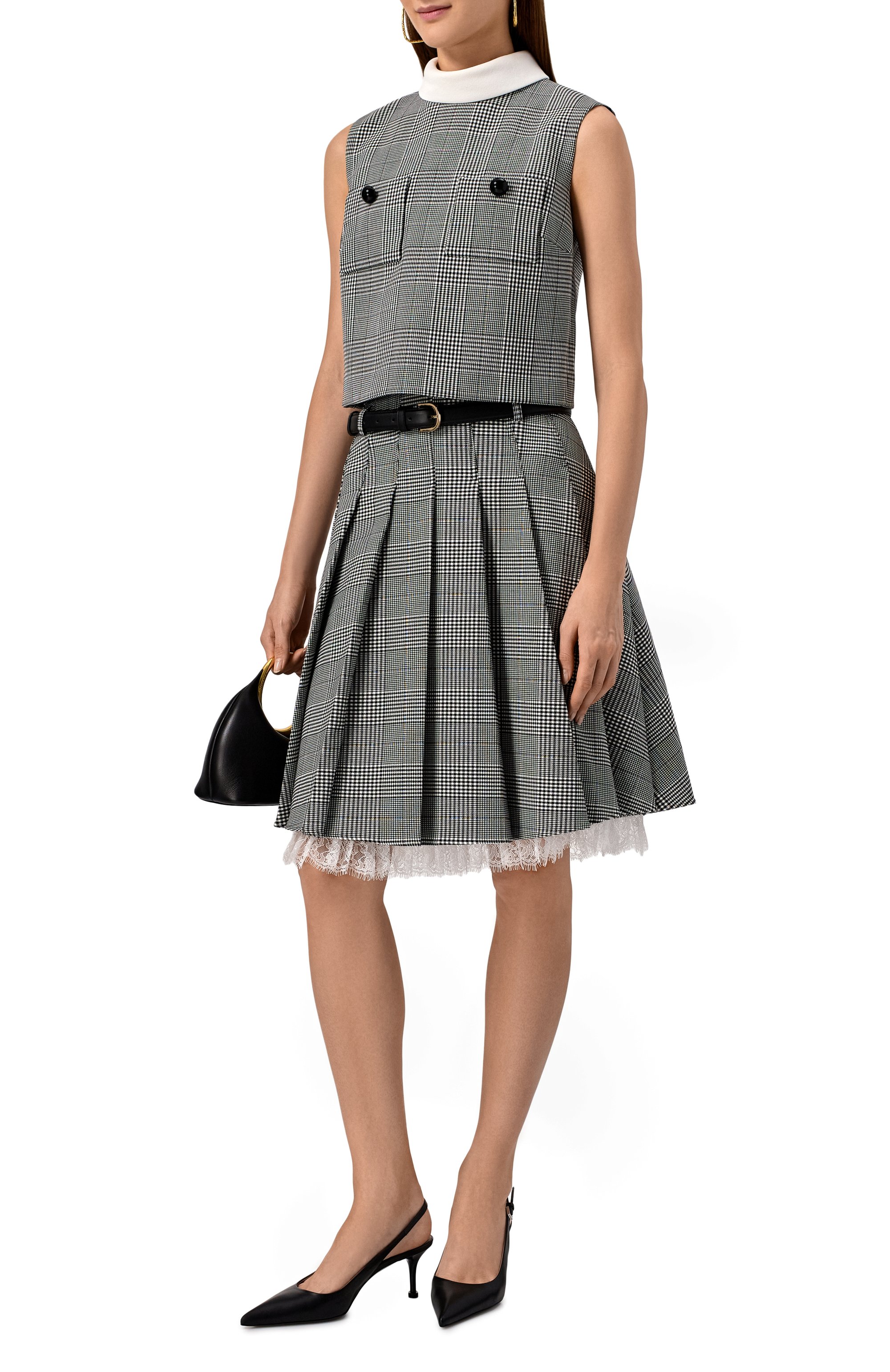 Плиссированная юбка SELF-PORTRAIT, арт. PF25104MSKBW, фото 2