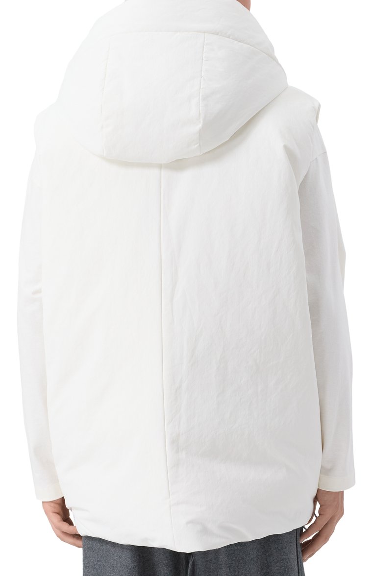 Мужской пуховый жилет JIL SANDER белого цвета, арт. J47AF0011-J70008 | Фото 4 (Материал утеплителя: Пух и перо; Длина (верхняя одежда): Короткие; Материал подклада: Синтетический материал; Мужское Кросс-КТ: жилеты-объемные; Стили: Кэжуэл; Материал внешний: Синтетический материал; Автоматизация ТО: Проставлено; Автоматизация состава: Проставлено)