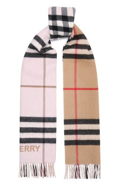 Женский кашемировый шарф BURBERRY бежевого цвета, арт. 8050493 | Фото 1 (Материал: Текстиль, Кашемир, Шерсть; Материал сплава: Проставлено; Нос: Не проставлено)