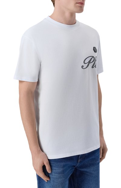 Хлопковая футболка PHILIPP PLEIN белого цвета по цене 41350 руб., арт. SAFC MTK8880 PJY002N, фото 3 Хлопковая футболка PHILIPP PLEIN, арт. SAFC MTK8880 PJY002N, фото 3