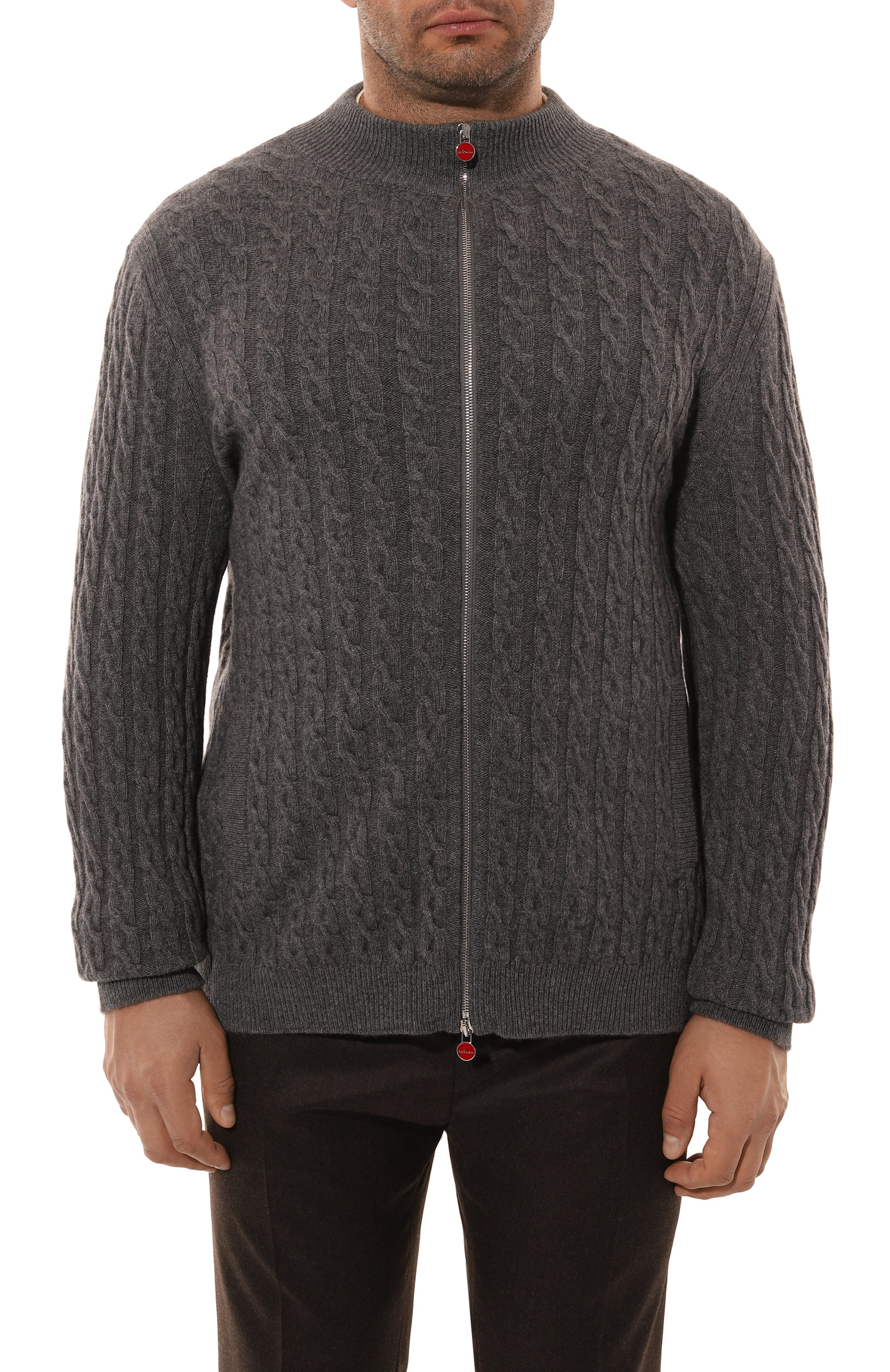 Кашемировый кардиган KITON темно-серого цвета по цене 432500 руб., арт. UMK10191040_4XL-8XL, фото 3 Кашемировый кардиган KITON, арт. UMK10191040_4XL-8XL, фото 3