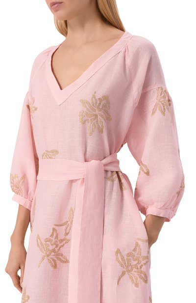 Льняное платье 120% LINO розового цвета по цене 75700 руб., арт. 33ALIW4PLH/000G477, фото 4 Льняное платье 120% LINO, арт. 33ALIW4PLH/000G477, фото 4