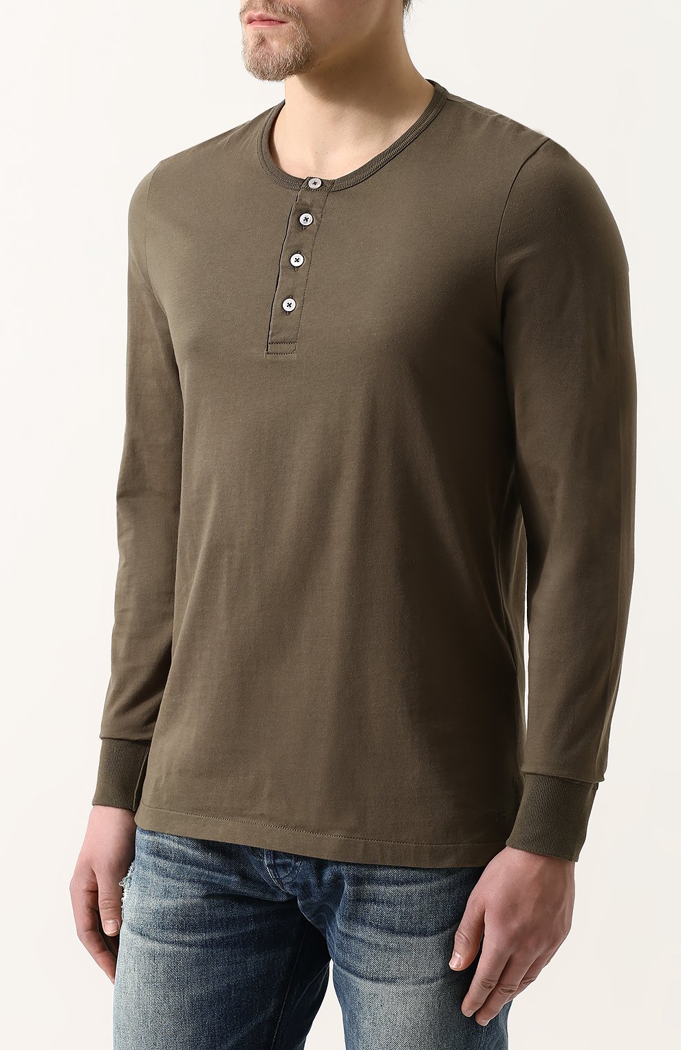 Хлопковый лонгслив с воротником на пуговицах TOM FORD, арт. BP402/TFJ890, фото 3