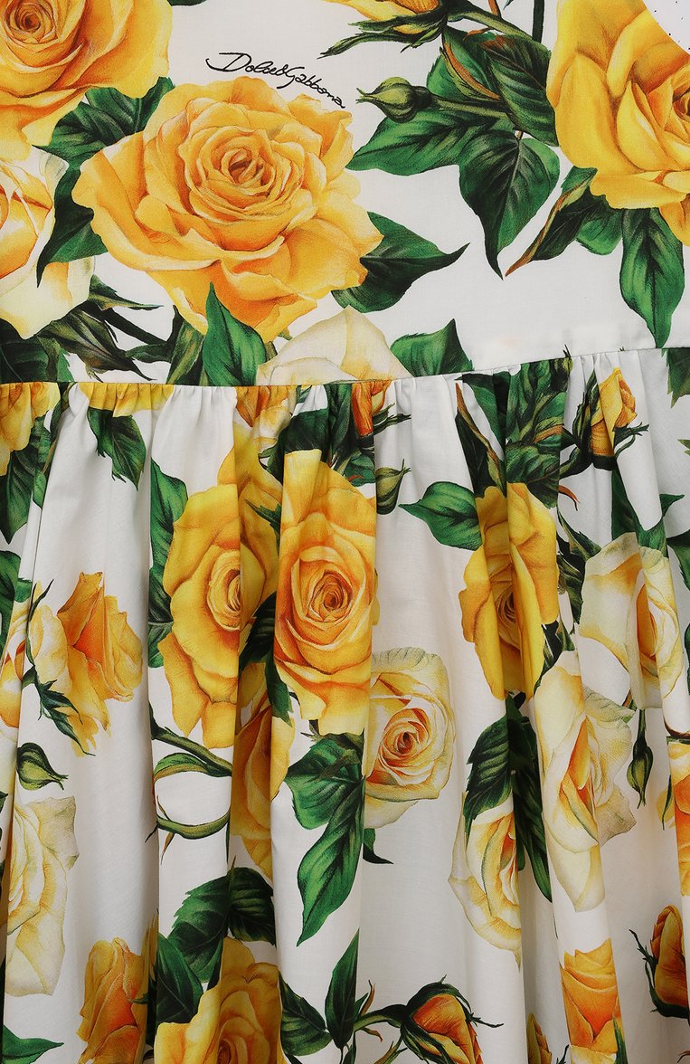 Детское хлопковый сарафан DOLCE & GABBANA разноцветного цвета, арт. L53DI6/HS5QR | Фото 3 (Материал сплава: Проставлено; Драгоценные камни: Проставлено; Материал внешний: Хлопок; Девочки Кросс-КТ: Сарафан-одежда; Рукава: Без рукавов, На бретелях; Ростовка одежда: 5 лет | 110 см, 10 - 11 лет | 140 - 146см, 8 лет | 128 см, 12 лет | 152 см, 2 года | 92 см, 13 - 15 лет | 158 см, 3 года | 98 см, 4 года | 104 см, 6 лет | 116 см)