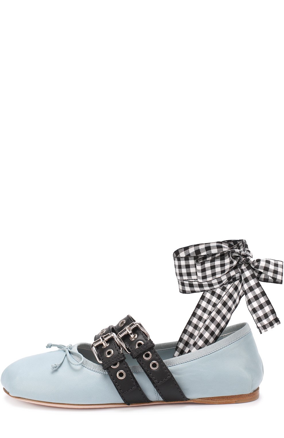 Кожаные балетки с лентами на щиколотке MIU MIU, арт. 5F466A/3I2X, фото 2