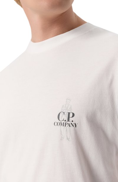 Хлопковая футболка C.P. COMPANY белого цвета по цене 16600 руб., арт. 21CMTS166A/005100W, фото 5 Хлопковая футболка C.P. COMPANY, арт. 21CMTS166A/005100W, фото 5