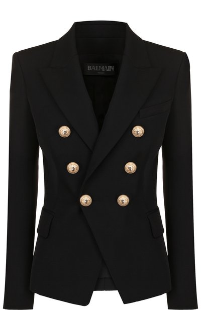 Приталенный двубортный жакет с контрастными пуговицами BALMAIN, арт. 127212/167L, фото 1