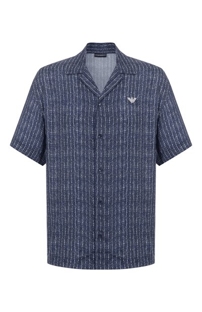 Рубашка из вискозы EMPORIO ARMANI темно-синего цвета по цене 17700 руб., арт. EM000593/AF12351, фото 1 Рубашка из вискозы EMPORIO ARMANI, арт. EM000593/AF12351, фото 1