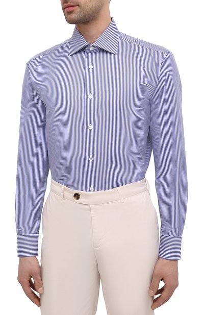 Хлопковая сорочка BRIONI синего цвета по цене 59350 руб., арт. RCA10N/P004T, фото 3 Хлопковая сорочка BRIONI, арт. RCA10N/P004T, фото 3