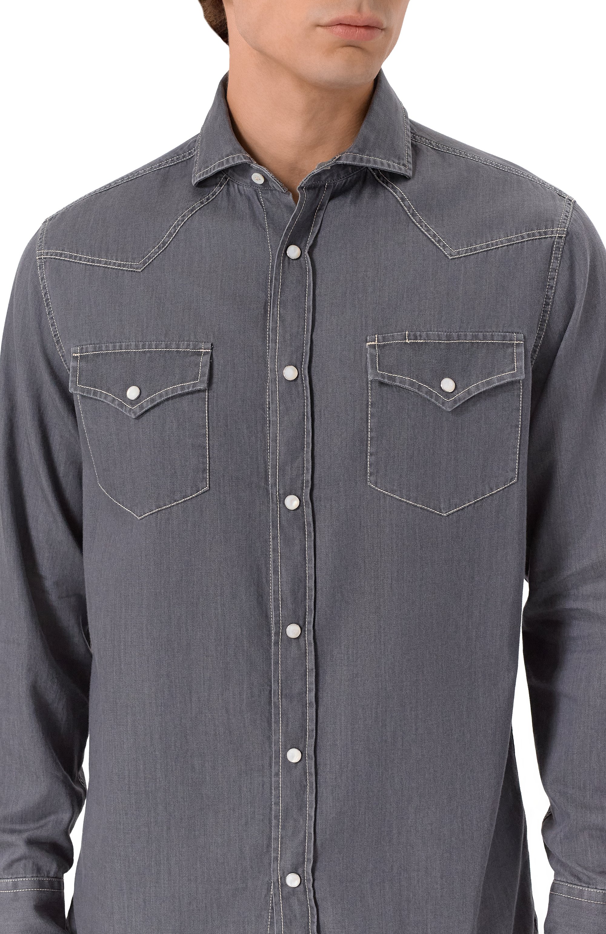 Джинсовая рубашка BRUNELLO CUCINELLI, арт. MR6834008, фото 5