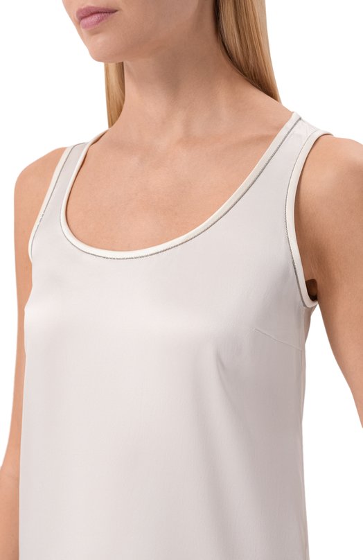 Атласный топ Brunello Cucinelli M0C59DE330 Белый  M0C59DE330 Фото 5