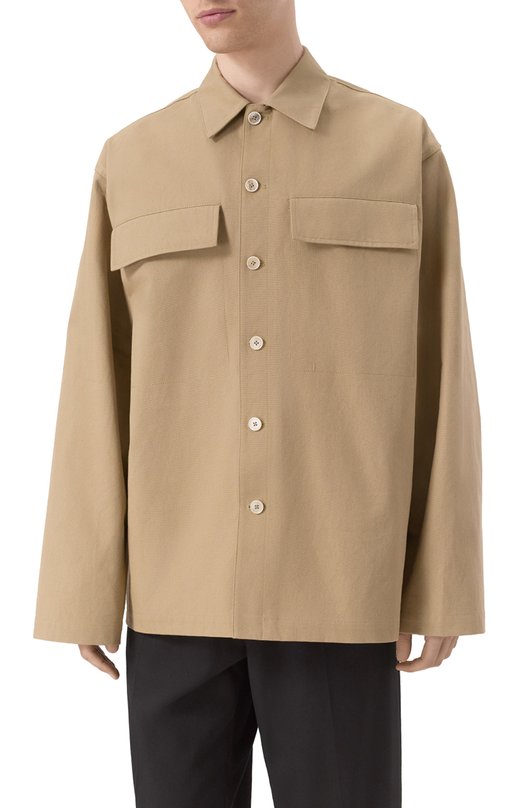 Хлопковая куртка-рубашка Jil Sander J47DL0169-J45267 Бежевый  J47DL0169-J45267 Фото 3