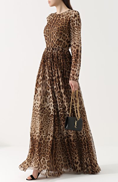 Шелковое платье-макси с леопардовым принтом DOLCE & GABBANA, арт. 0102/F6ZX9T/FS1AR, фото 2