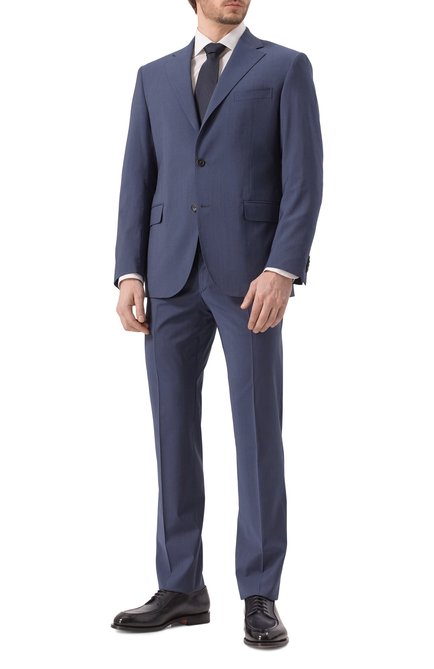 Мужской шерстяной костюм CORNELIANI темно-синего цвета, арт. 256008-2518563_SET | Фото 1 (Длина (для топов): Стандартные; Материал внешний: Шерсть; Материал сплава: Проставлено; Драгоценные камни: Проставлено; Рукава: Длинные)