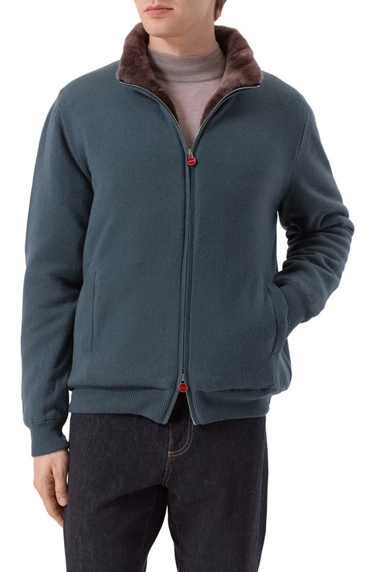 Кашемировый кардиган с подкладкой из овчины Kiton UMK1489K325 Зелёный  UMK1489K325 Фото 3