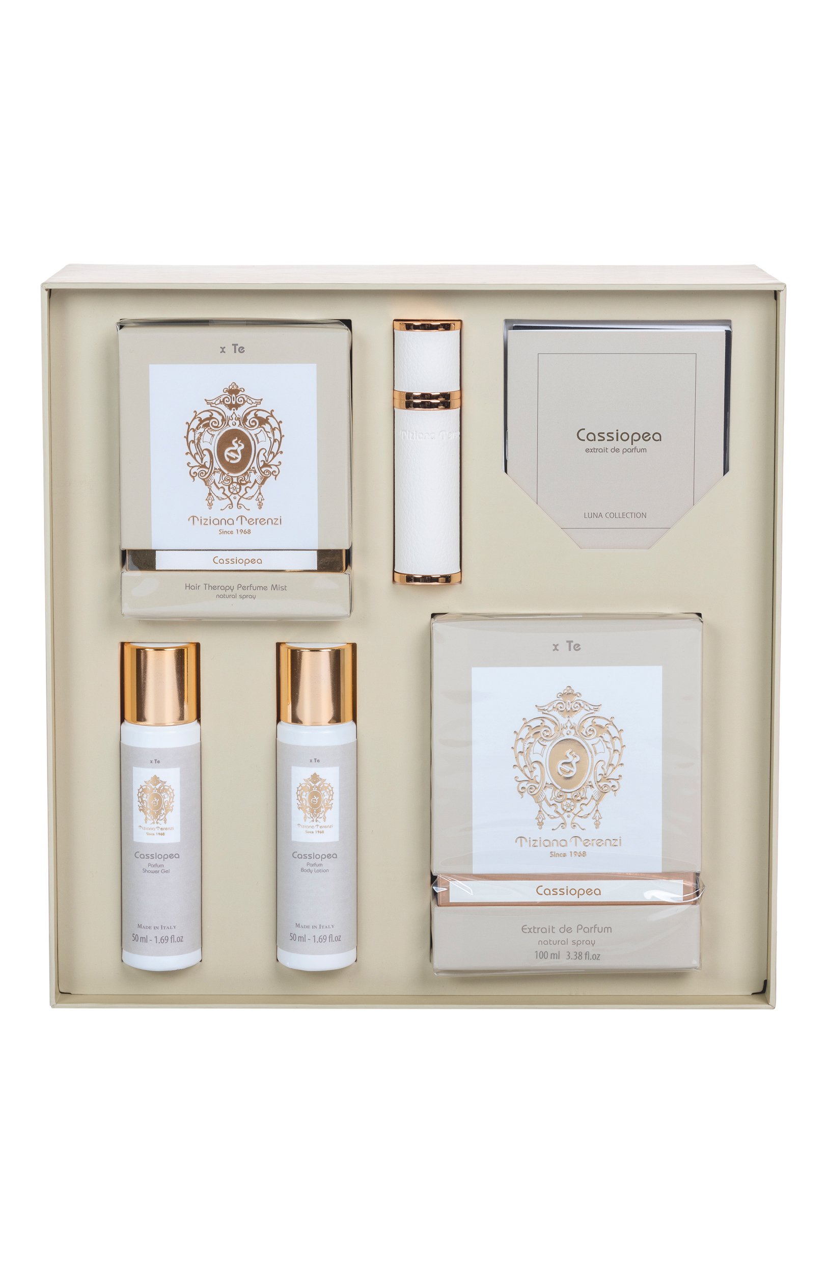 Набор cassiopea (100+3x50+10ml) TIZIANA TERENZI бесцветного цвета по цене 55200 руб., арт. 8016741064333, фото 1 Набор cassiopea (100+3x50+10ml) TIZIANA TERENZI, арт. 8016741064333, фото 1