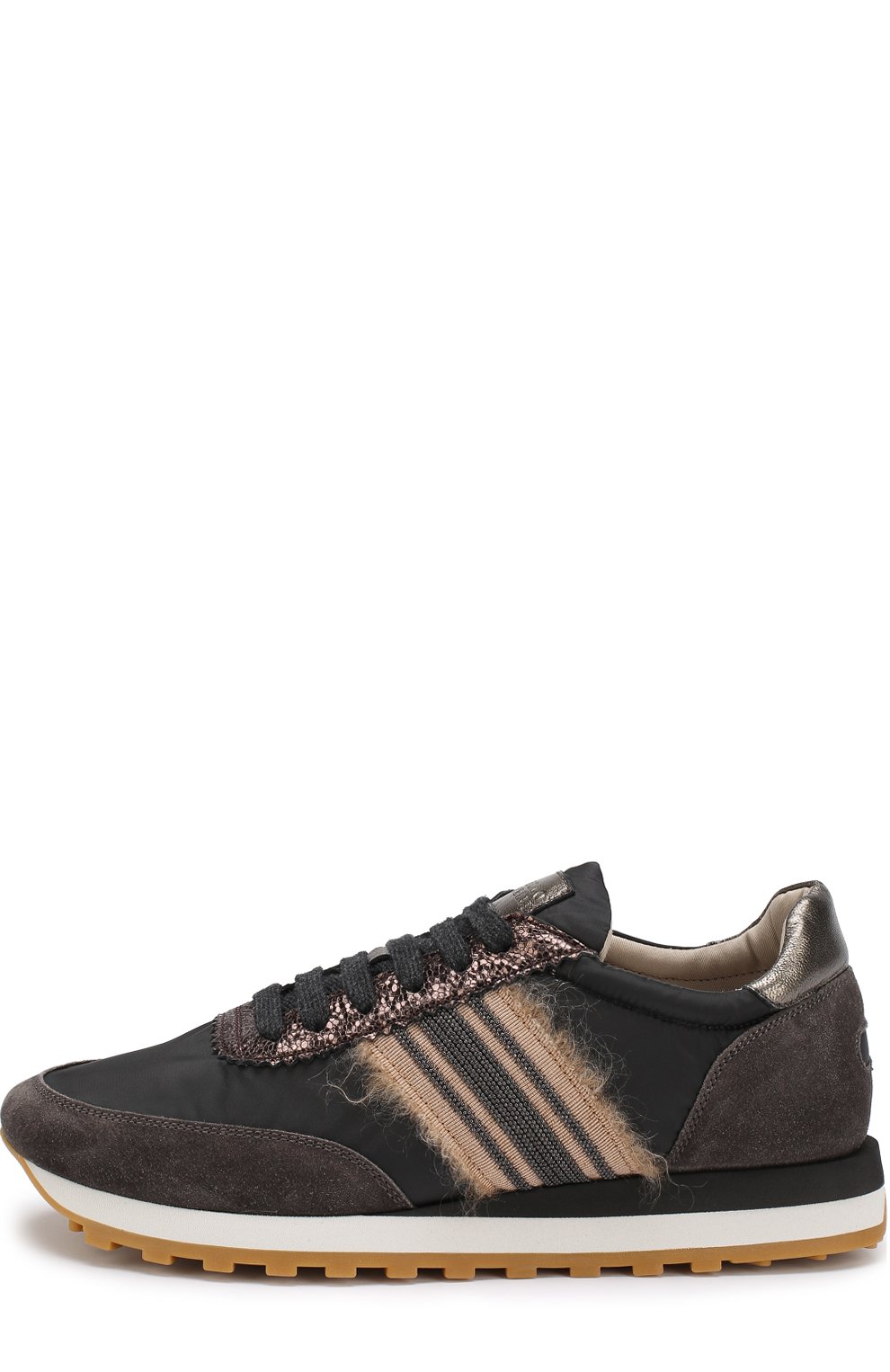 Комбинированные кроссовки с глиттером на шнуровке BRUNELLO CUCINELLI, арт. MZ30G1254, фото 3